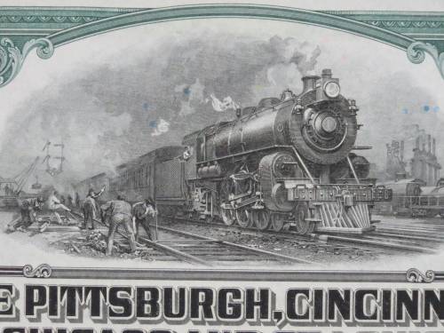 1944 Pittsburgh Cincinnati Chicago and St Louis Railroad Company, $1000 Bond Certificate 2463