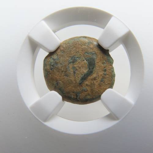 Ancient Judaea Widow`s Mite Coin, 135 to 37 BC NGC, Maccabean Kings Coins Of The Bible
