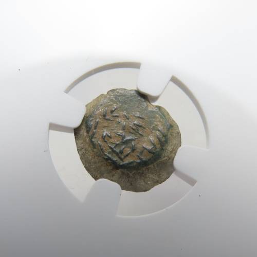 Ancient Judaea Widow`s Mite Coin, 135 to 37 BC NGC, Maccabean Kings Coins Of The Bible