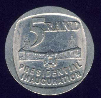 1994 Mandela Presidential Inauguration R5 Coin, No Reserve