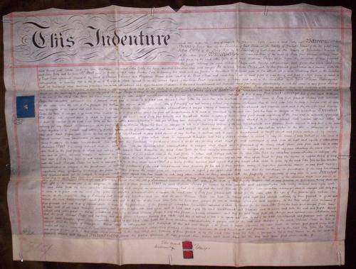 1868 Vellum Indenture with 2 Intact Seals and Stamp, Hand Written
