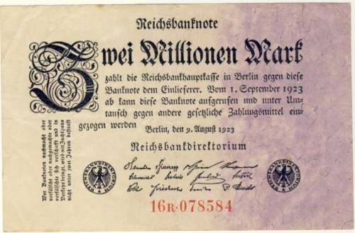 Germany - 2000000 Mark, 1923 , Two Million Mark, p103 Type A