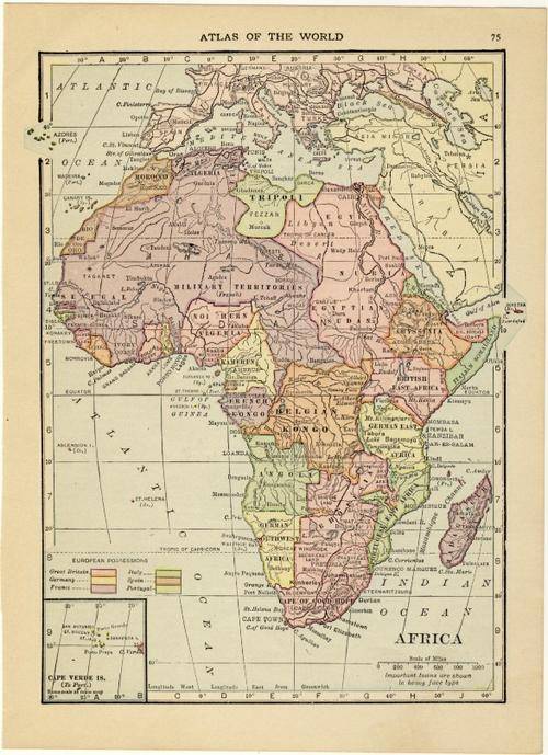 1912 Map of Africa, Excellent condition, Original Hammonds Map
