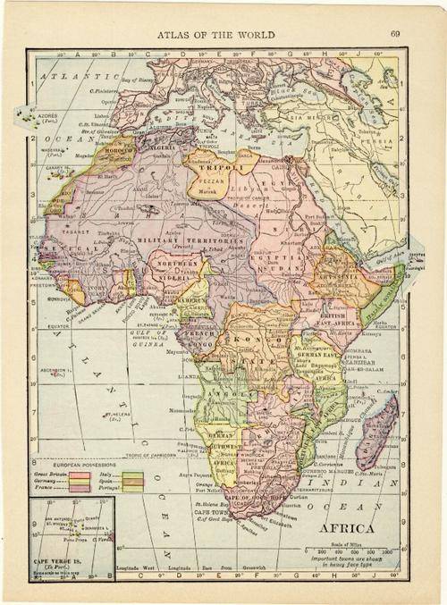 1908 Map of Africa, Excellent condition, Original Hammonds Map
