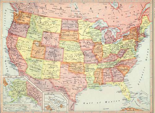 1961 Map of USA, Excellent condition, Original McNally Map