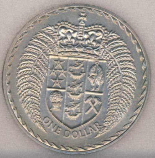 1971 Graded MS-66, New Zealand, Dollar, Crown size
