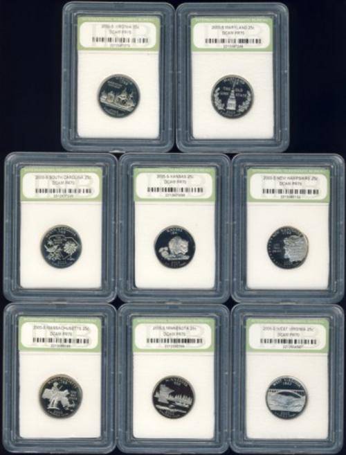 8 x Proof Statehood Quarter Dollar coins, Proof , 25c, USA, America,