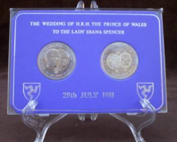 Isle of Man, Royal Wedding crown Set Princess Diana and Prince Charles, 1981