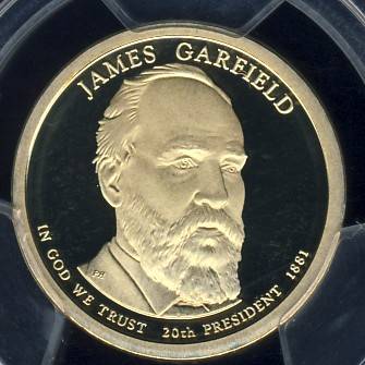 2011 PCGS Graded Proof-69 DCam, Presidential Dollar, $1, USA, America, Garfield, First Strike