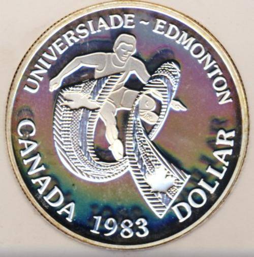 1983 Graded Proof-70, Silver $1, Deep Cameo, Canada, Silver One Dollar, Edmontion Univesity Games