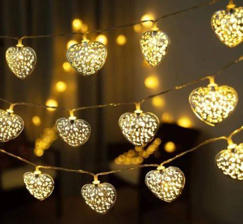 Heart fairy lights - white metal - 2 metres - BUY 1 GET 1 FREE