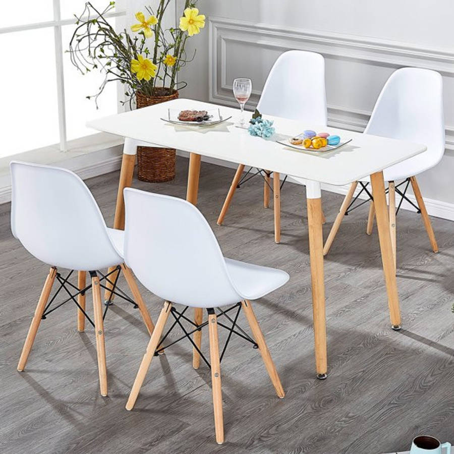 Chairs - Set of 4 ***NEW***Various colours - Red, Yellow, Grey, Black, White - Beechwood Legs