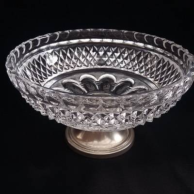 Beautifully Cut Glass Sweety Bowl on Silver plated stand - Stunning !!