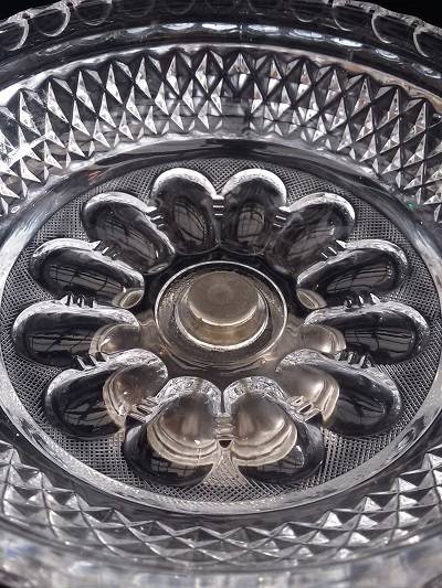 Beautifully Cut Glass Sweety Bowl on Silver plated stand - Stunning !!