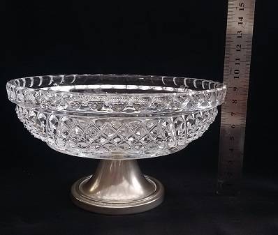 Beautifully Cut Glass Sweety Bowl on Silver plated stand - Stunning !!