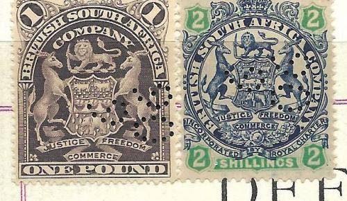 BRITISH SOUTH AFRICA COMPANY - HIGH VALUES FISCALLY USED