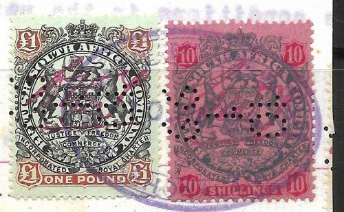BRITISH SOUTH AFRICA COMPANY - HIGH VALUES FISCALLY USED