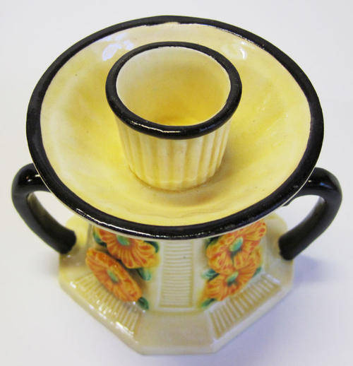 Maruhon Ware "K" pottery candle holder