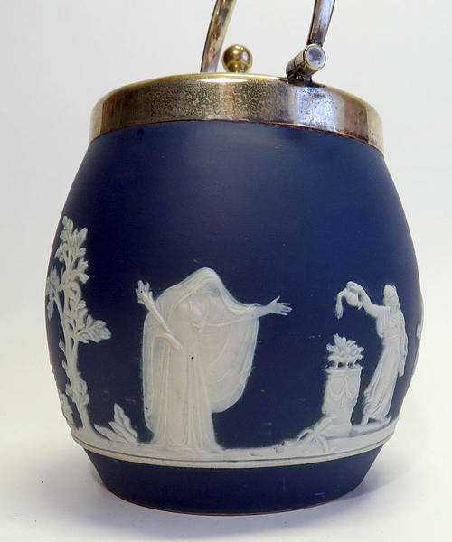 Adams Tunstall Jasper ware Biscuit barrel Wedgwood
