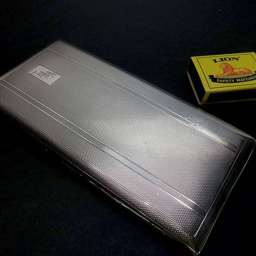 Stirling silver cigarette case Art Deco style