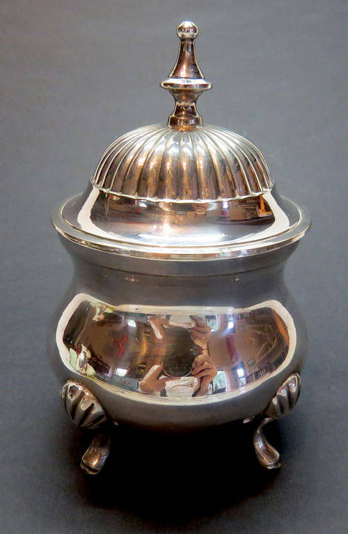 Silver plated sugar bowl with lid