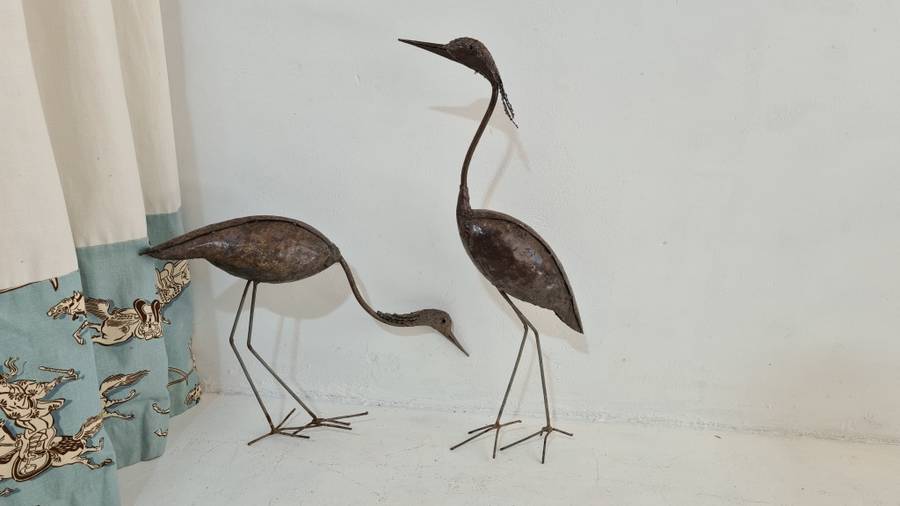 Pair of Metal Cranes