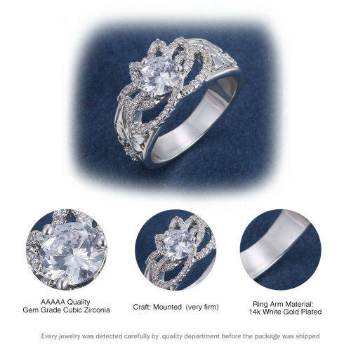 UNBELIEVABLE 14 K WHITE GOLD THREE-PRONG GENUIE MOISSANITE RING ABSOLUTE GORGEOUS
