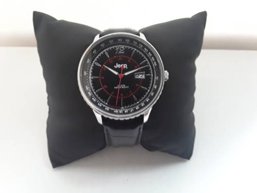 MENS JEEP WATCH 10 ATM CLASSIC STAINLESS STEEL WITH LEATHER STRAP