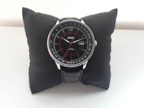 MENS JEEP WATCH 10 ATM CLASSIC STAINLESS STEEL WITH LEATHER STRAP
