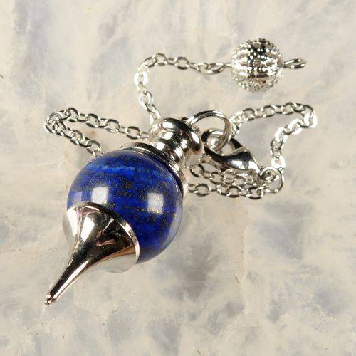 Natural LAPIS LAZULI pendulum (silver plated casing & chain)