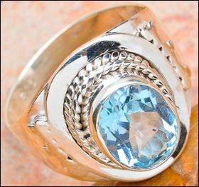 Sterling silver ring - BLUE TOPAZ - Dreams Collection (size 9.5 / S half)
