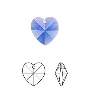 SAPPHIRE Swarovski 14mm heart pendant