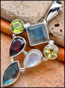 Sterling silver pendant - MIXED GEMSTONE - Dreams Collection