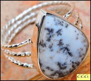 SALE ** Sterling silver ring - DENDRITIC OPAL - Dreams Collection (size 9.25 / R half to S half)
