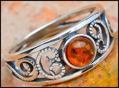 Sterling silver ring - AMBER - Dreams Collection (size 6.25 / M to N)