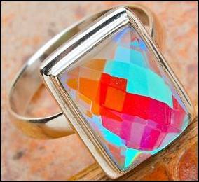 Sterling silver ring - MOONGLOW TOPAZ - Dreams Collection (size 9 / R half)