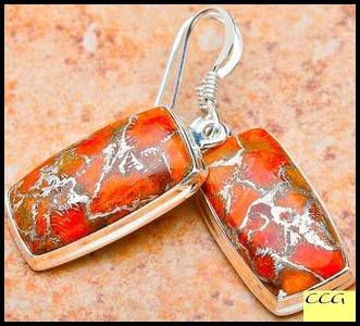 Sterling silver earrings - ORANGE COPPER TURQUOISE - Dreams Collection