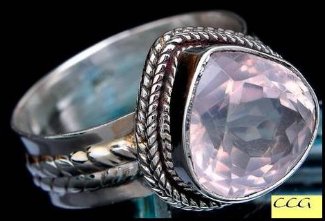 Sterling silver ring - ROSE QUARTZ - Dreams Collection (size 8 / Q)