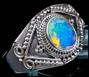 Sterling silver ring - ETHIOPIAN OPAL - Dreams Collection (size 9.5 / S half)
