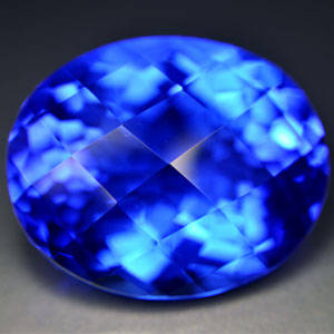 22.95 cts TANZANITE BLUE QUARTZ checkerboard oval facet (Brazil)