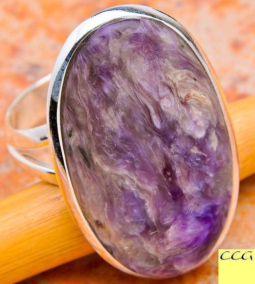 Sterling silver ring - CHAROITE - Dreams Collection (size 9.5 / S half)