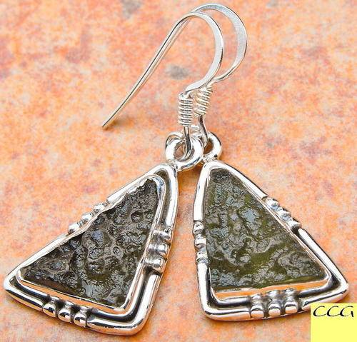 Sterling silver earrings - MOLDAVITE - Dreams Collection