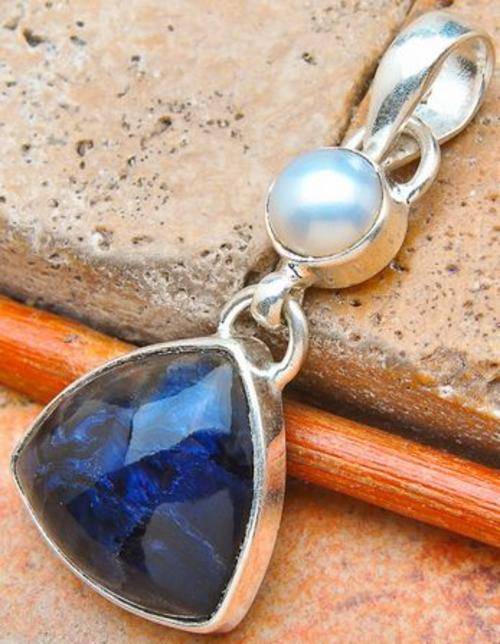 Sterling silver pendant - PIETERSITE & PEARL - Dreams Collection