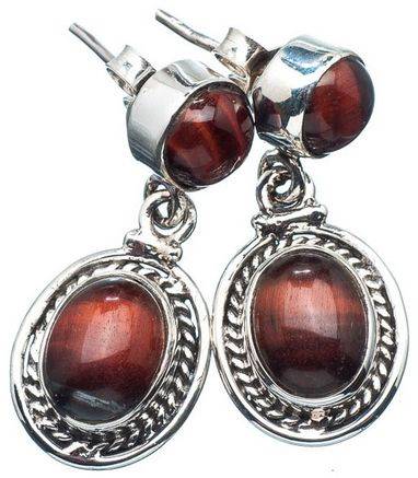 Sterling silver earrings - RED TIGER EYE - Dreams Collection