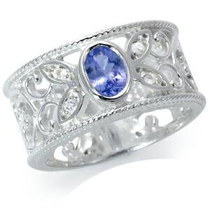 Sterling Silver ring - Natural TANZANITE and TOPAZ (size 6 / M)