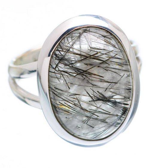 Sterling silver ring - TOURMALINATED QUARTZ - Dreams Collection (size 6.25 / M to N)