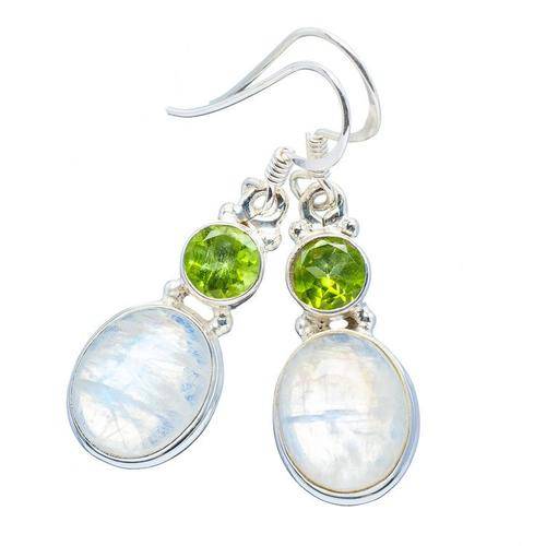 Sterling silver earrings - RAINBOW MOONSTONE & PERIDOT - Dreams Collection