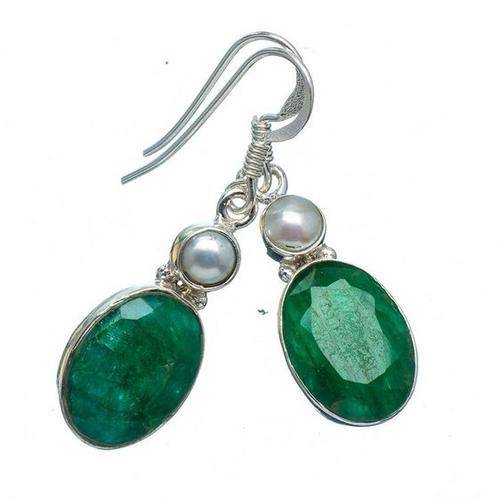 Sterling silver earrings - EMERALD & PEARL - Dreams Collection
