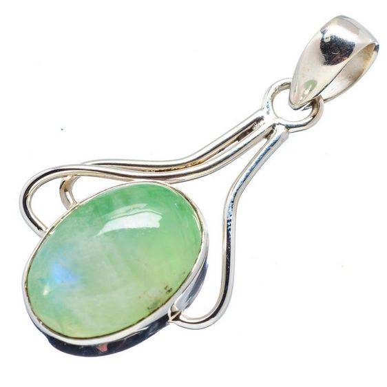 Sterling silver pendant - GREEN RAINBOW MOONSTONE - Dreams Collection
