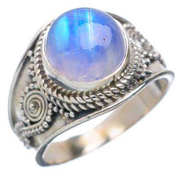 Sterling silver ring - BLUE RAINBOW MOONSTONE - Dreams Collection (size 7.5 / P)